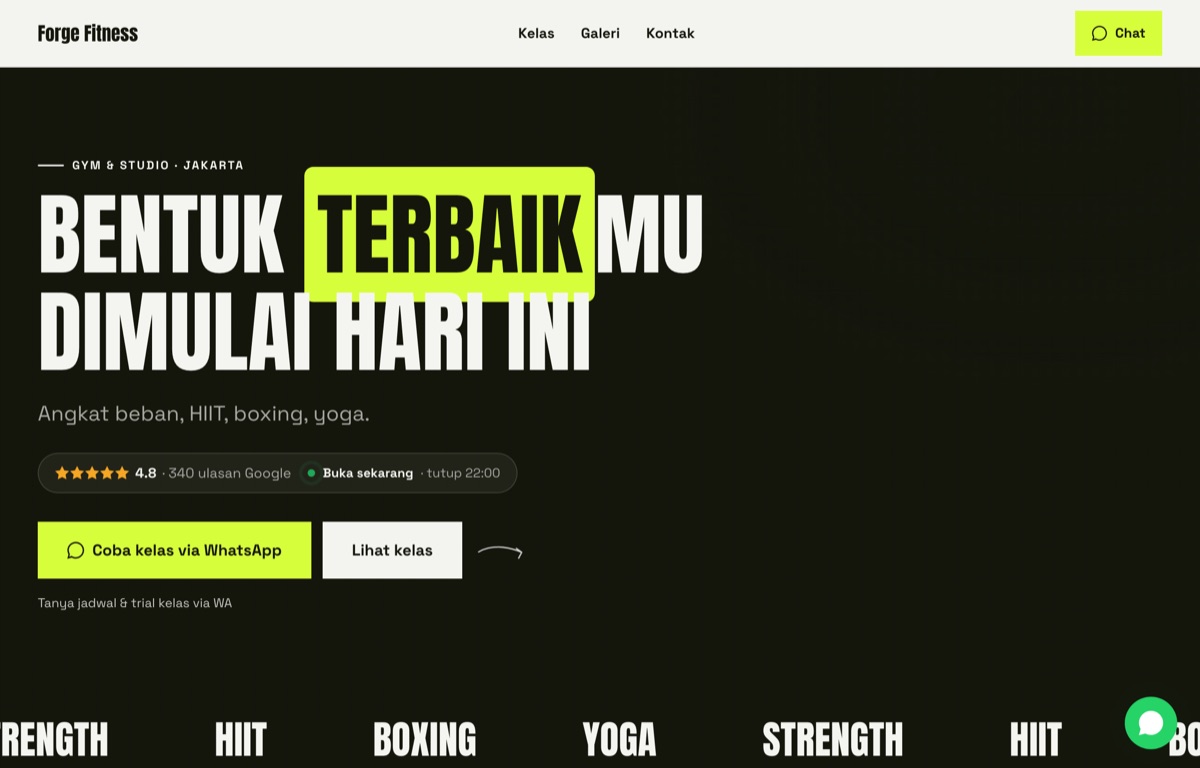 Contoh website Forge Fitness