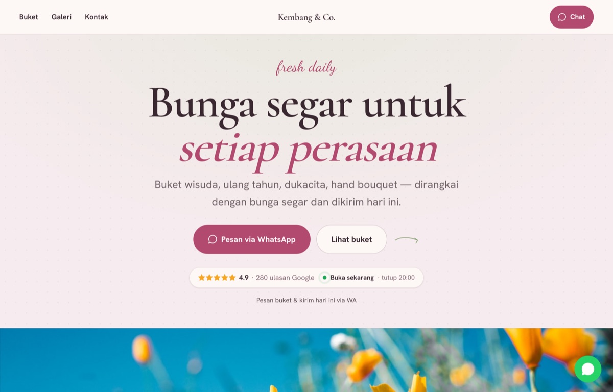 Contoh website Kembang & Co.