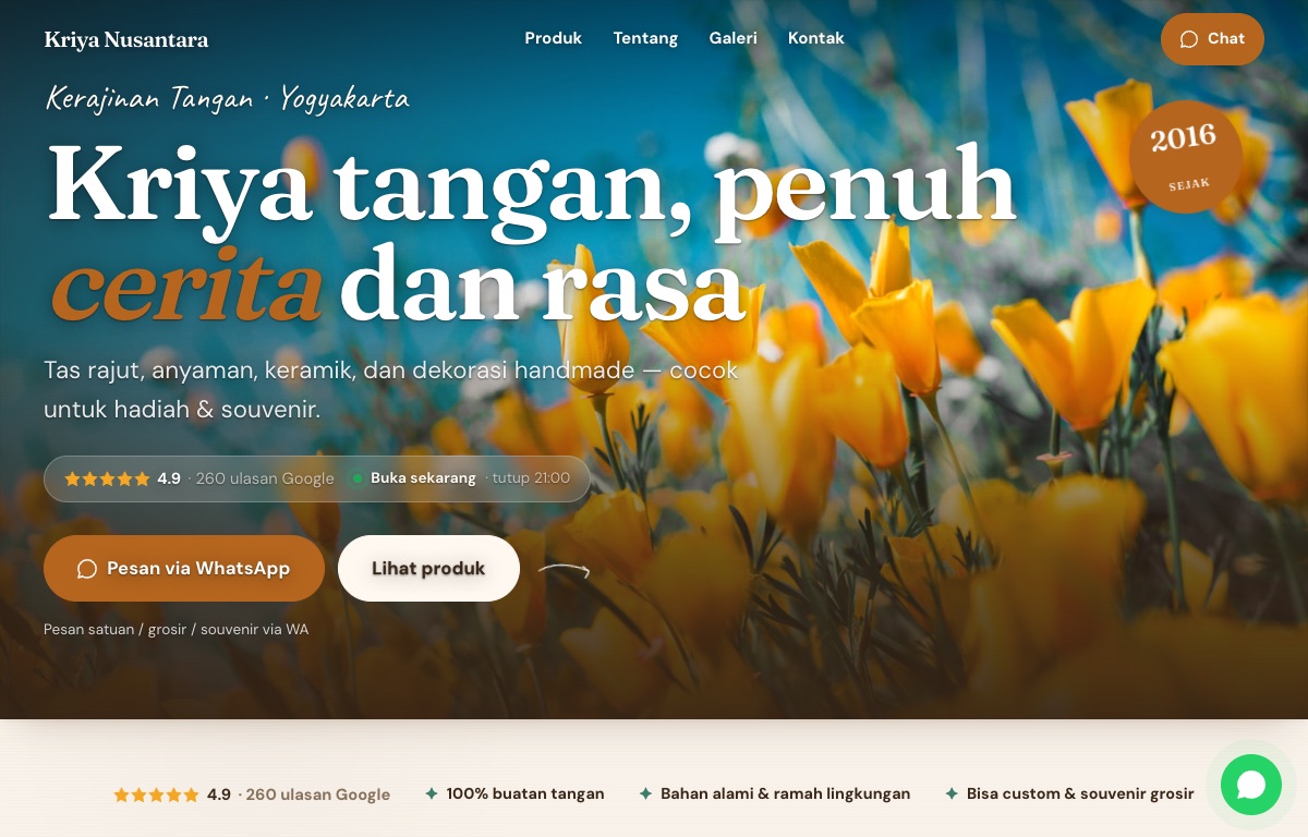Contoh website Kriya Nusantara