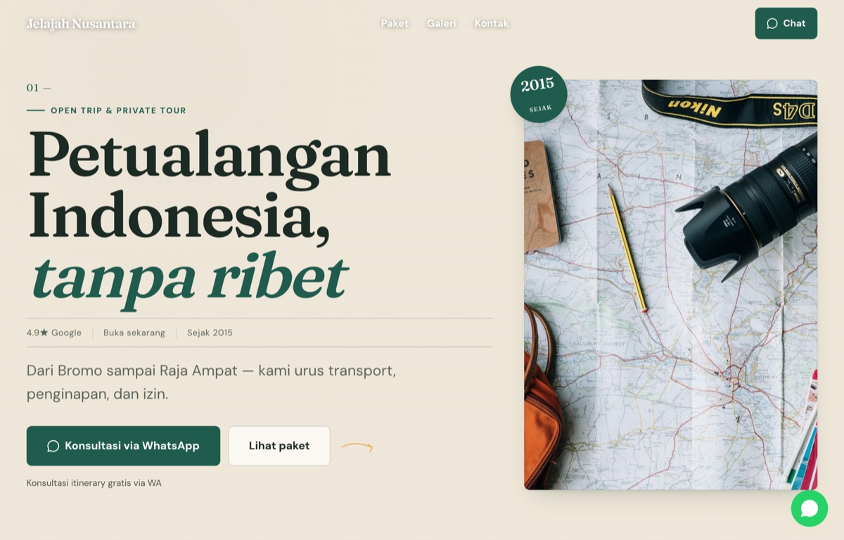 Contoh website Jelajah Nusantara