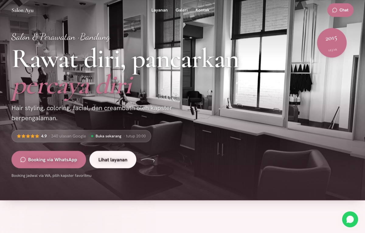 Contoh website Salon Ayu