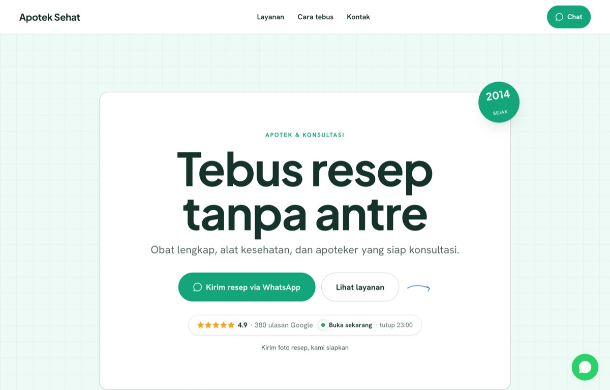 Contoh website Apotek Sehat