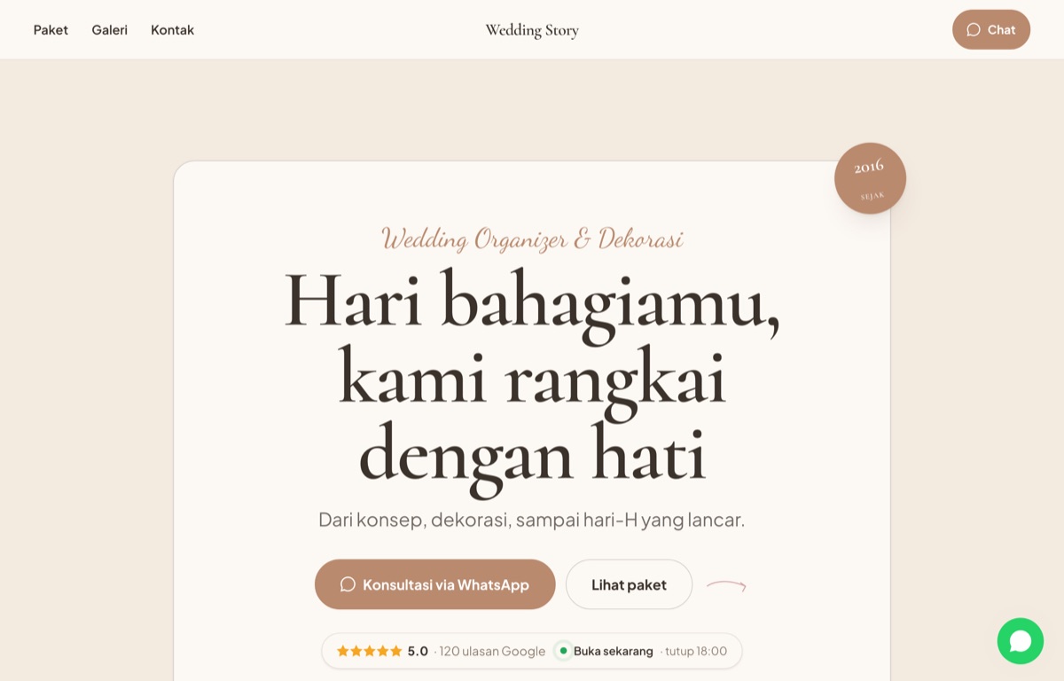 Contoh website Wedding Story